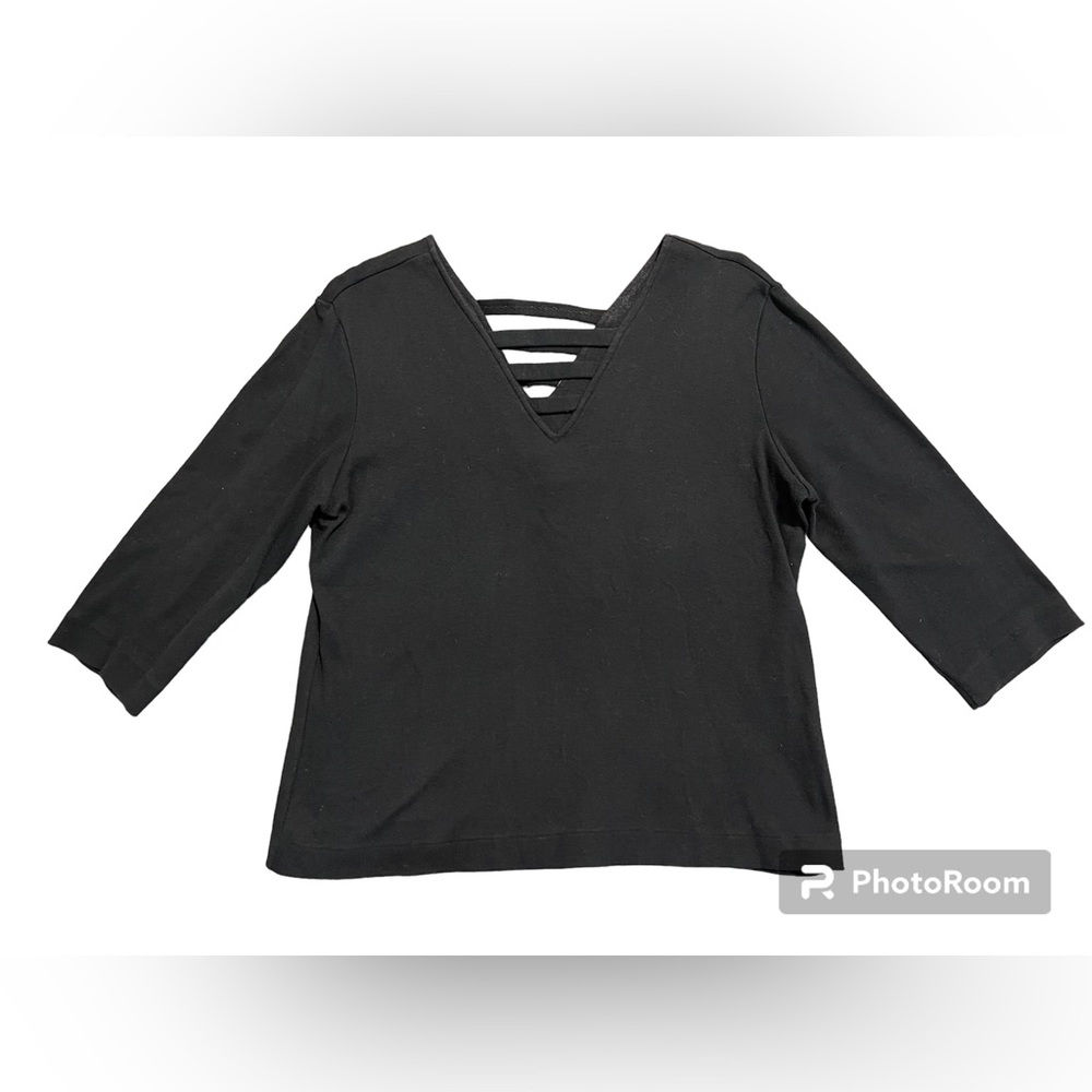 Vintage Tapemeasure Black 3/4 length Sleeve Blouse Size S